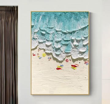  bord - Minimalisme d’art de mur de vagues de bord de mer d’été
